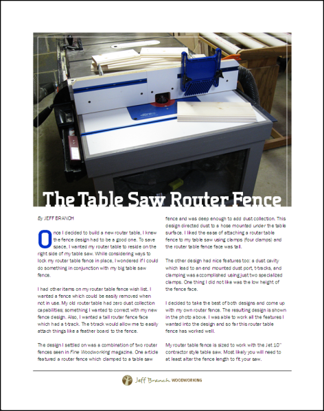 The Table Saw Router Fence Page 1